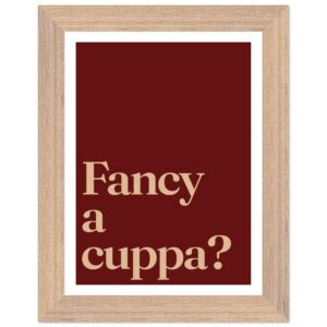 Framed wall art print featuring minimalist typography with the text 