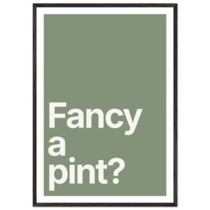 Minimalist wall art print with green background and white text.