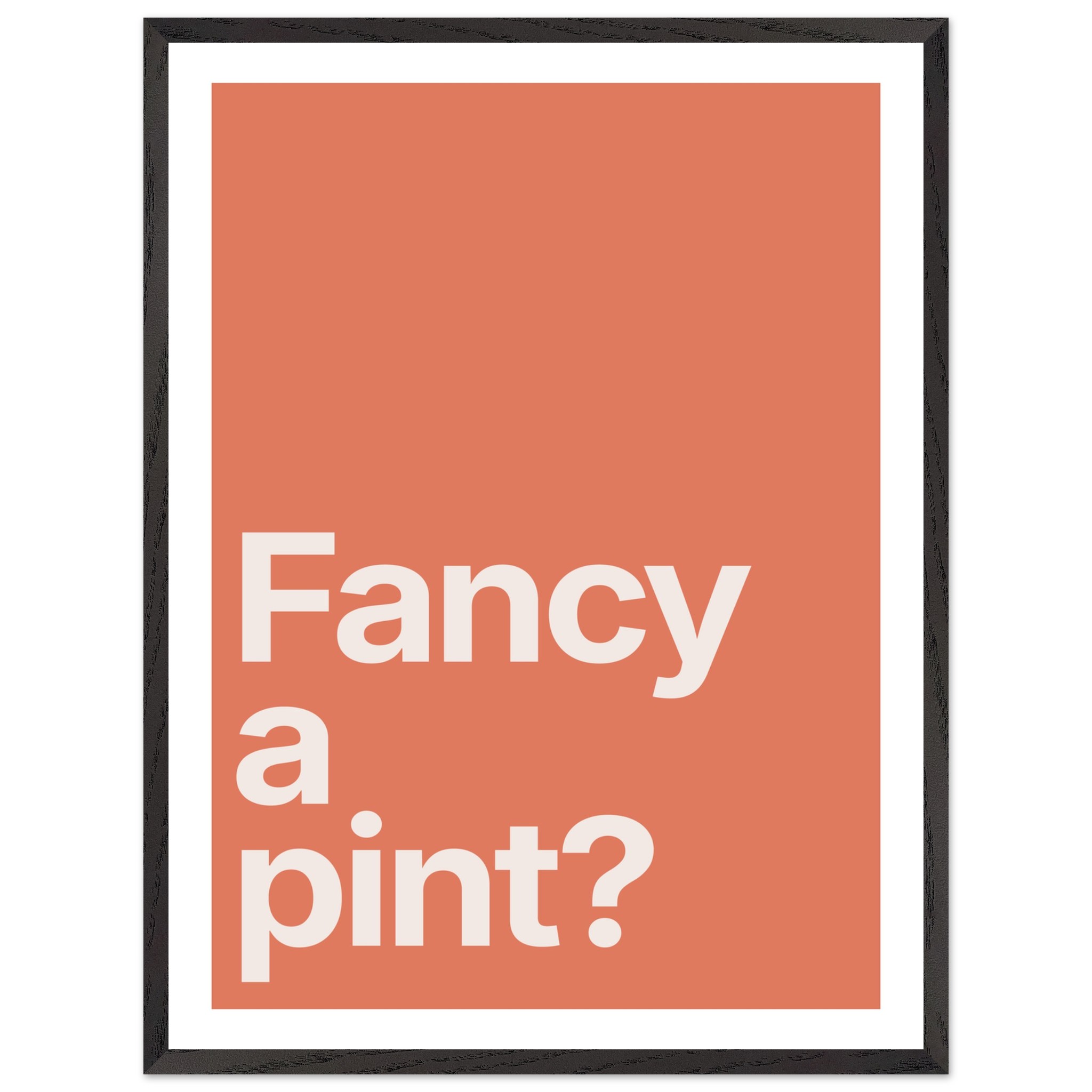 Minimalist typography print with orange background and white text.