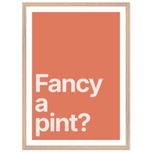 Simple wall art print with orange background and white text.