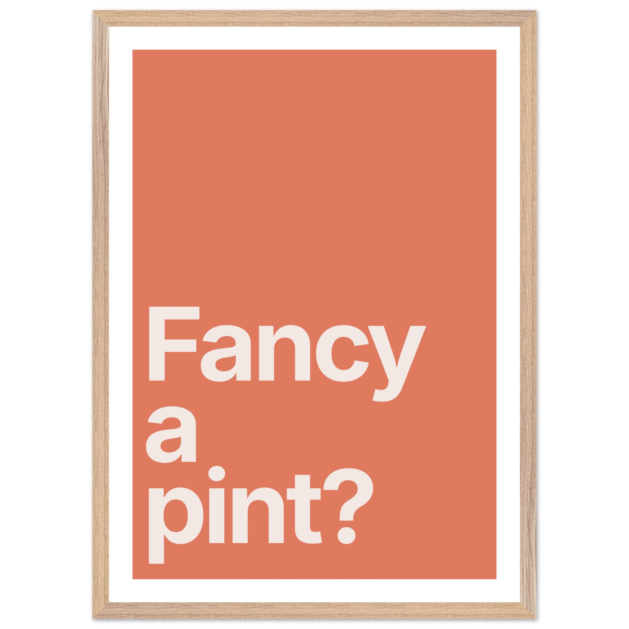 Simple wall art print with orange background and white text.