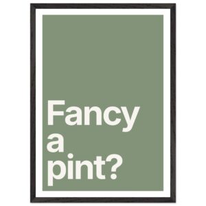 Minimalist wall art print with green background and white text.