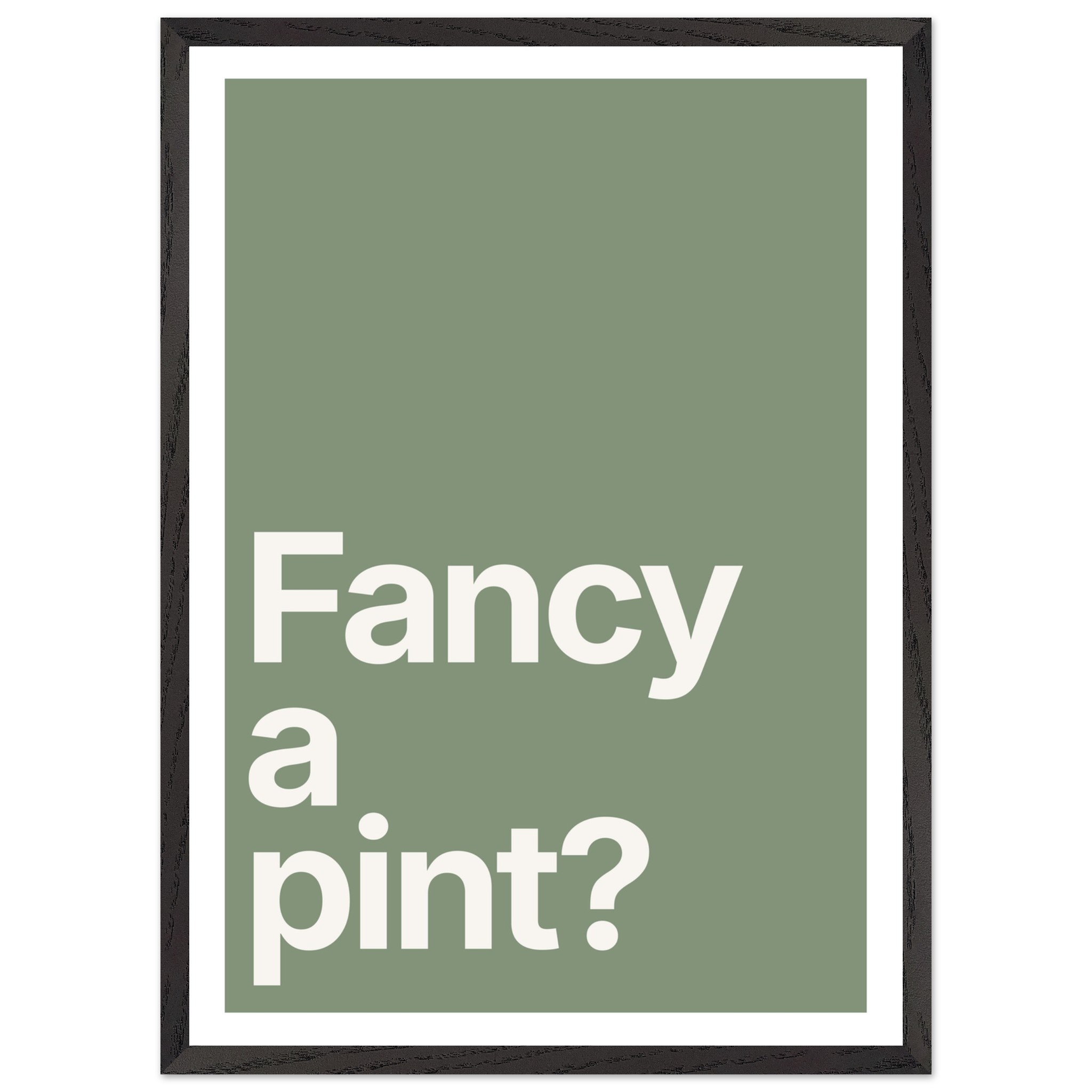 Minimalist wall art print with green background and white text.