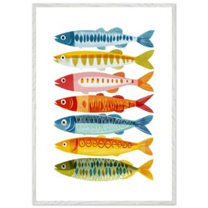 Colorful fish illustration in a white frame.