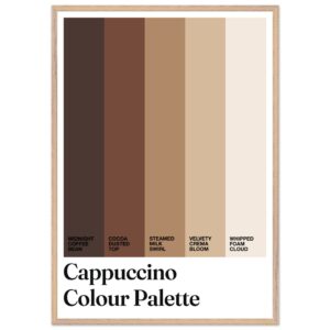 Typography print featuring cappuccino color palette with labeled shades.