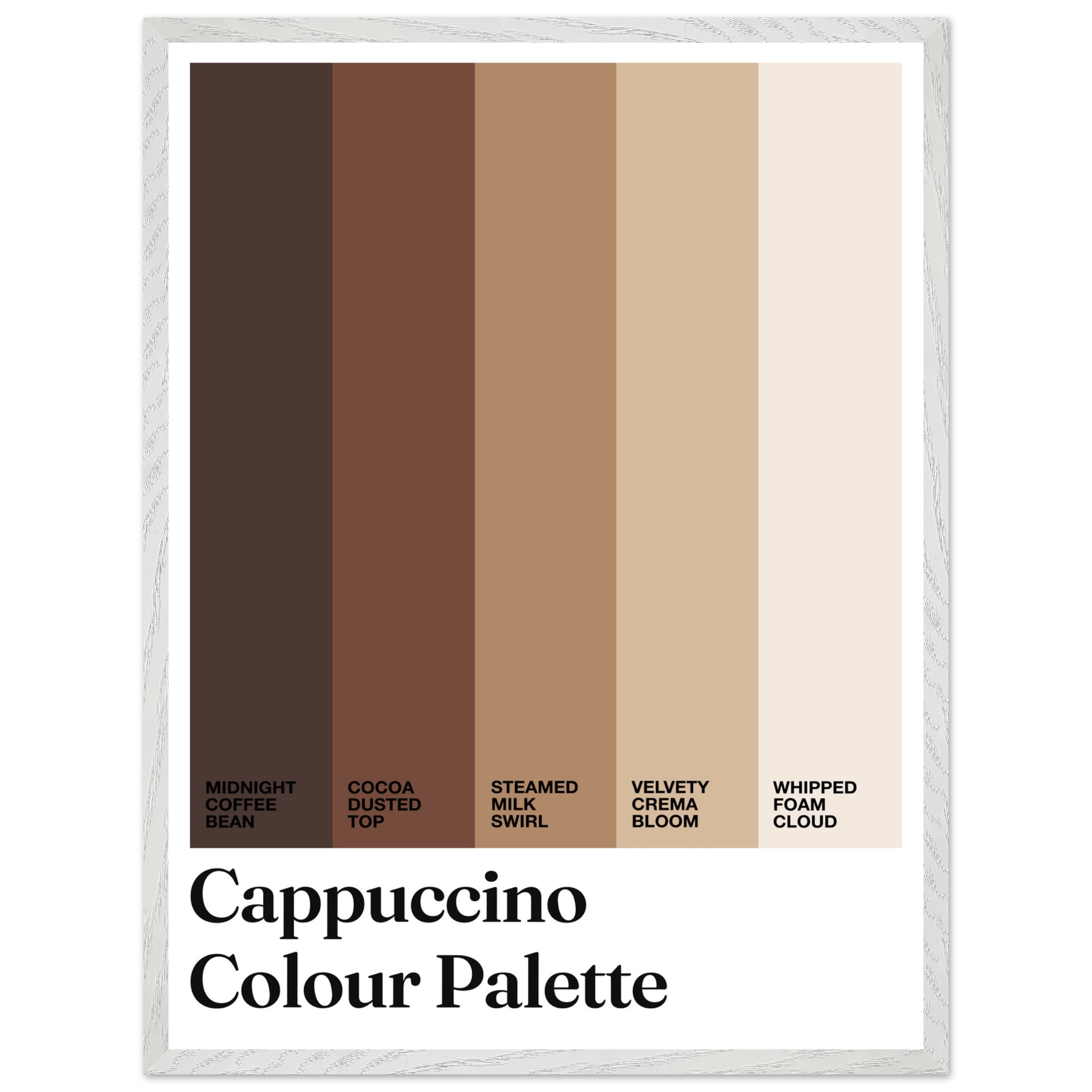 Cappuccino color palette with typography on a light background.