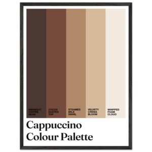 Typography print featuring cappuccino color palette with text labels.