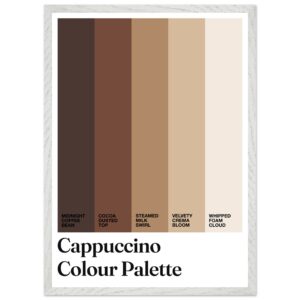 Cappuccino color palette with typography on a light background.