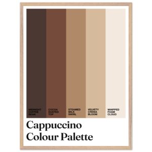 Typography print featuring cappuccino color palette with six shades.