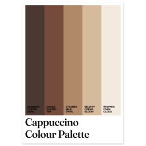 Cappuccino color palette with typography on a light background.