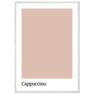 A minimalist wall art print featuring a large cappuccino-colored swatch above the word