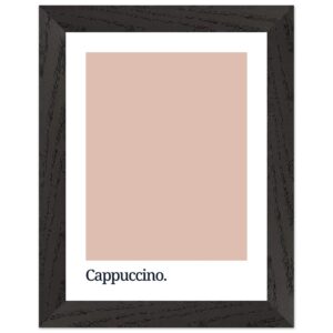 Framed print featuring a soft cappuccino-colored swatch with the word