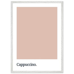 A minimalist wall art print featuring a soft cappuccino-colored background with the word