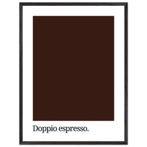 A dark brown square print with the text