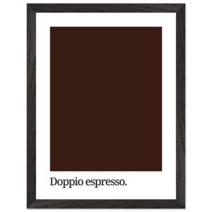 A dark brown color swatch is framed in black, with the text