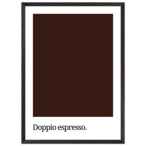 A dark brown color swatch is centered in a white frame, with the text
