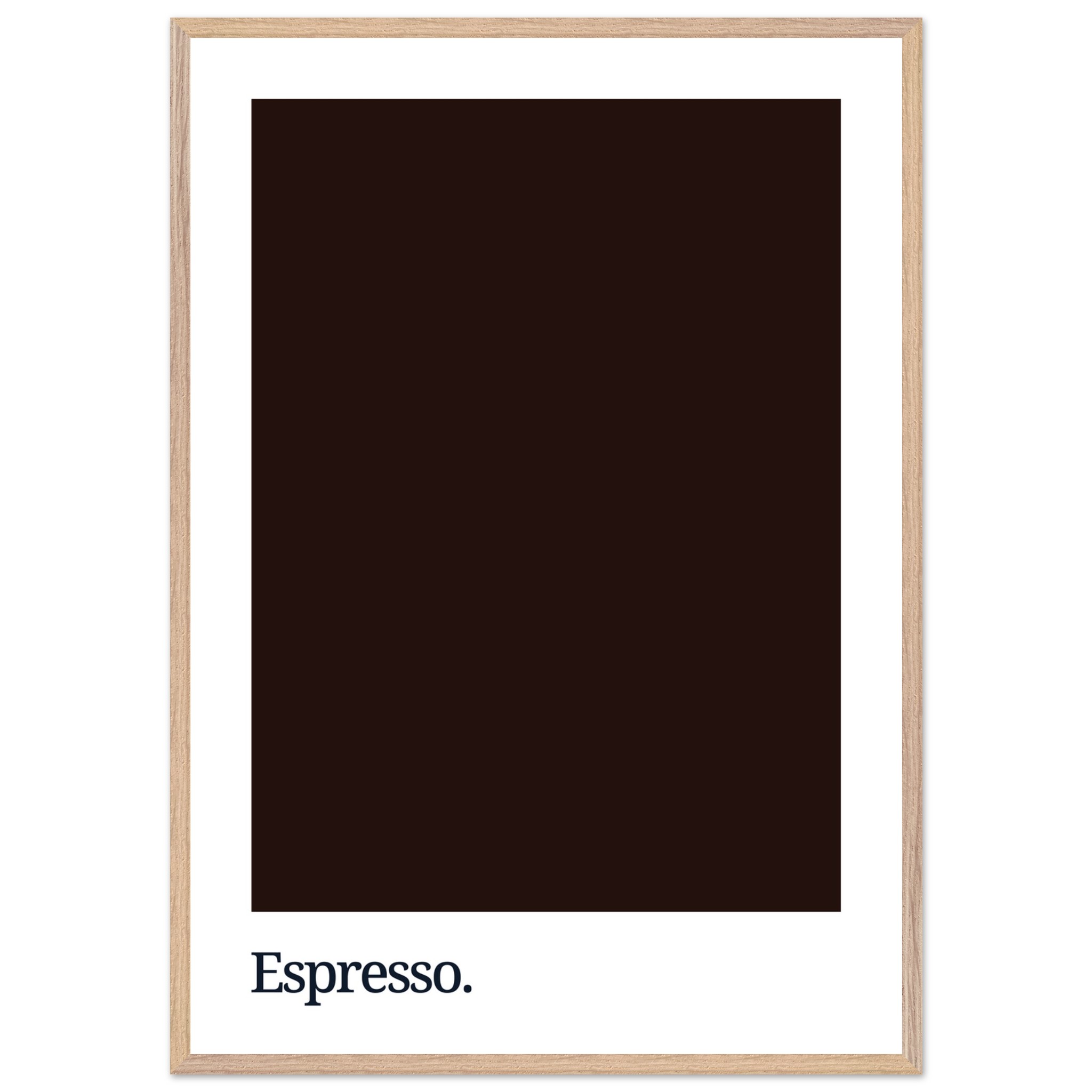 A framed print featuring a dark espresso brown background with the word "Espresso." in white typography at the bottom left corner.