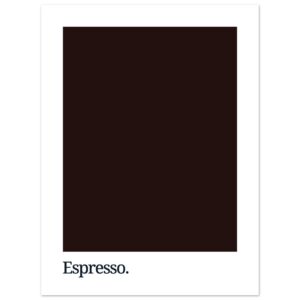A dark brown square print featuring the word