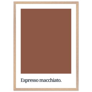 A framed wall art print featuring a solid brown color swatch with the text
