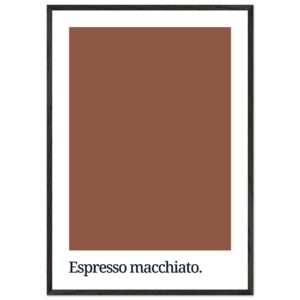 A framed wall art print featuring a solid brown background with the text