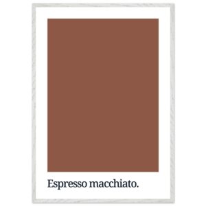 A rectangular wall art print featuring a solid brown color block with the text
