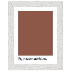 A framed wall art print featuring a solid brown color swatch with the text