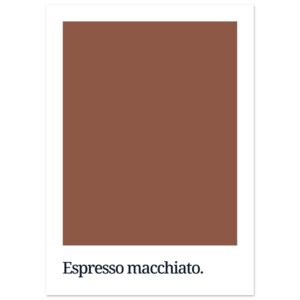 A rectangular print featuring a solid espresso brown background with the text