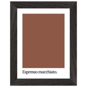 Framed wall art featuring a solid brown color swatch with the text