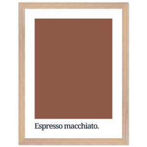 A framed wall art print featuring a solid brown color swatch with the text