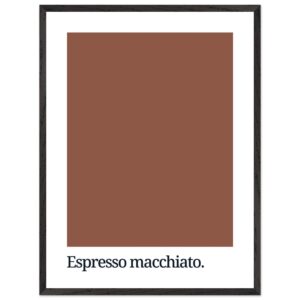 A framed wall art print featuring a solid brown color swatch with the text