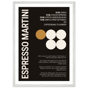 Espresso Martini Cocktail Typography Print Poster – Espresso Black-Brown Wall Art