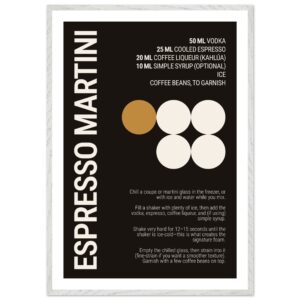 Espresso Martini Cocktail Typography Print Poster – Espresso Black-Brown Wall Art