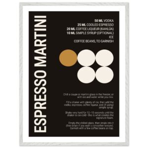 Espresso Martini Cocktail Typography Print Poster – Espresso Black-Brown Wall Art