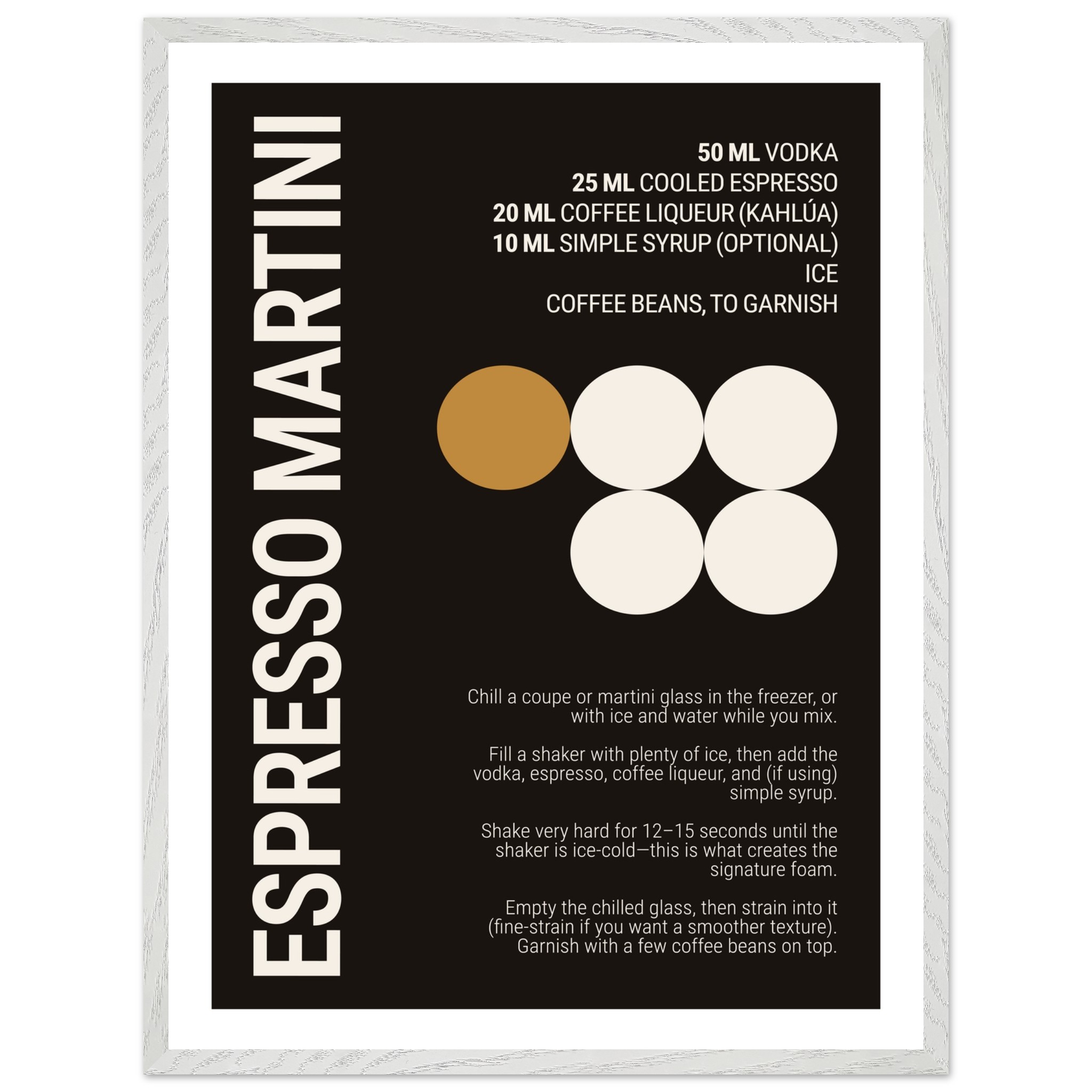 Espresso Martini Cocktail Typography Print Poster – Espresso Black-Brown Wall Art