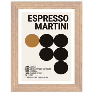 A framed poster featuring a minimalist design with the text