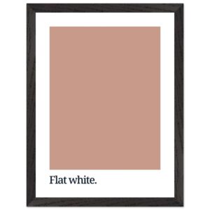 A framed print featuring a flat white color swatch above the text