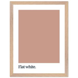 A framed print featuring a flat white color swatch with the text