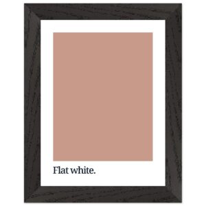 A framed print featuring a solid flat white color swatch with the text