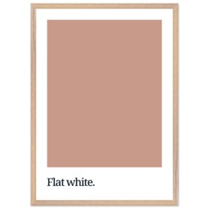 A framed print featuring a solid flat white color swatch above the text