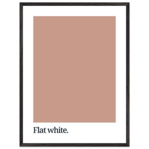 A minimalist poster featuring a flat white color swatch above the text