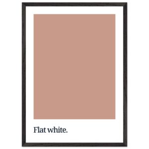 A framed print featuring a flat white color swatch with the text