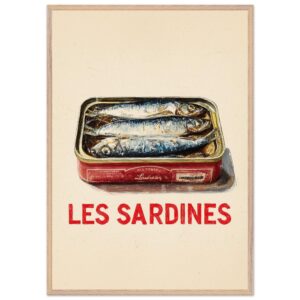 A wall art poster featuring a tin of sardines with the text