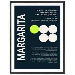 Margarita recipe typography print poster on teal background.