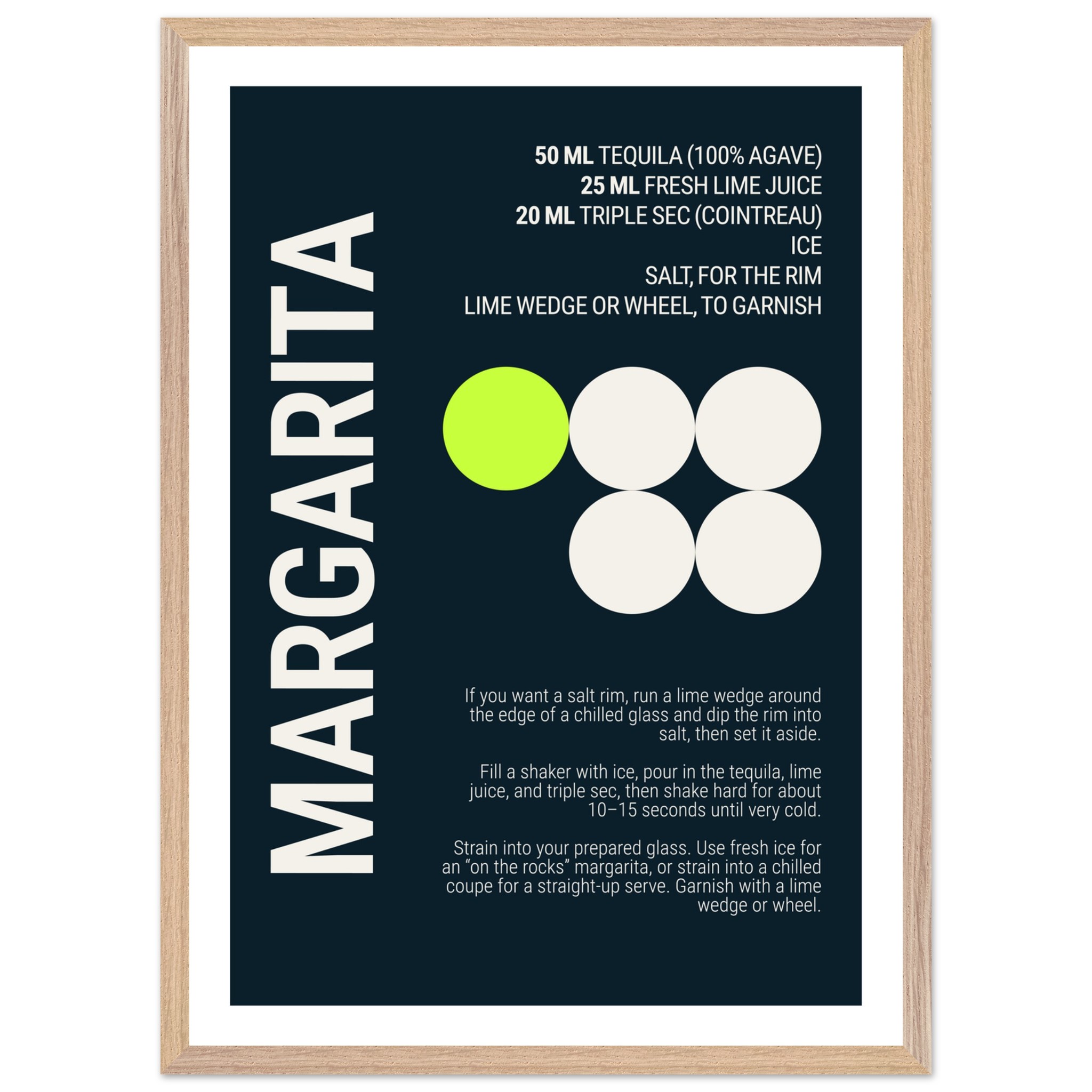 Margarita Cocktail Typography Print Poster | Deep Teal Night Wall Art