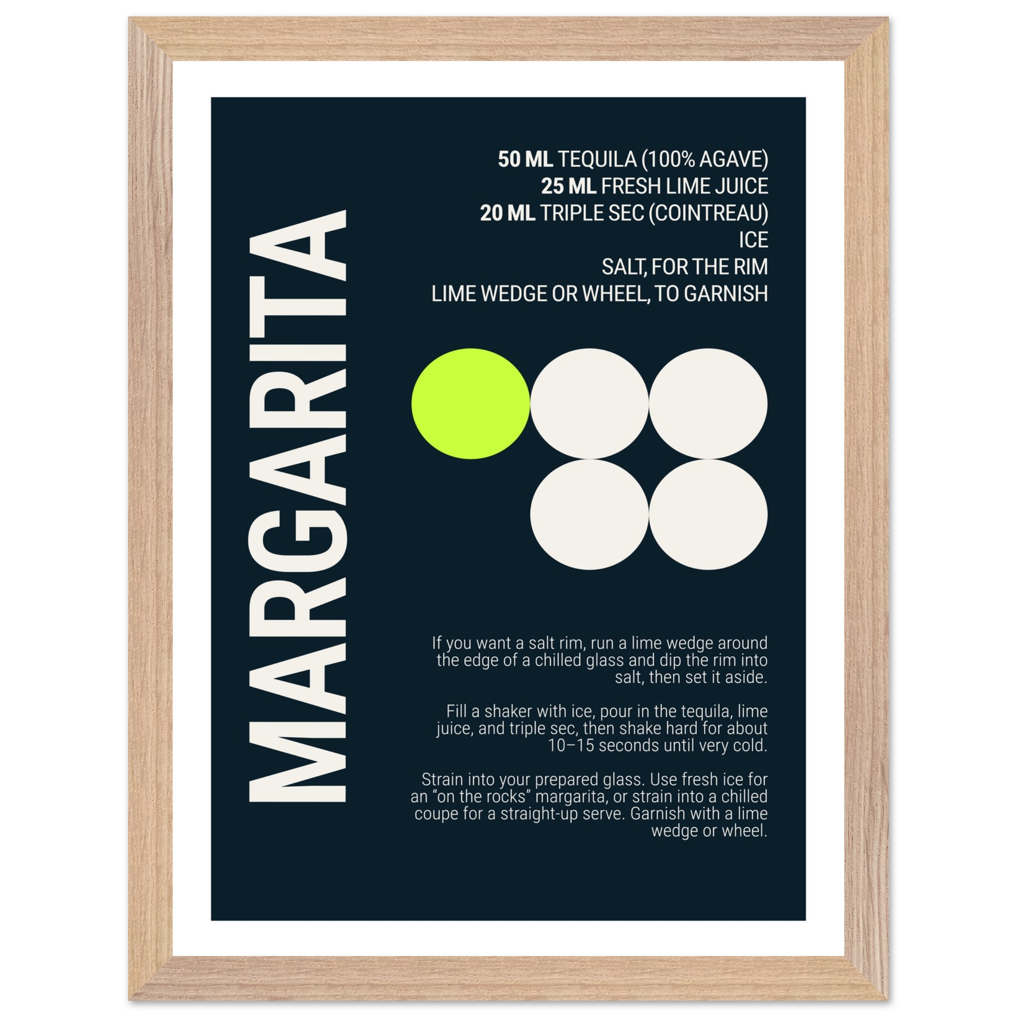 Margarita Cocktail Typography Print Poster | Deep Teal Night Wall Art