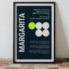 Typography print poster featuring Margarita recipe on deep teal background.