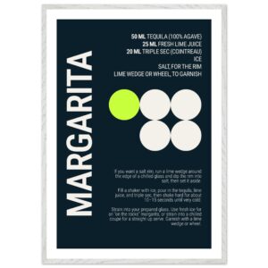 Margarita Cocktail Typography Print Poster | Deep Teal Night Wall Art