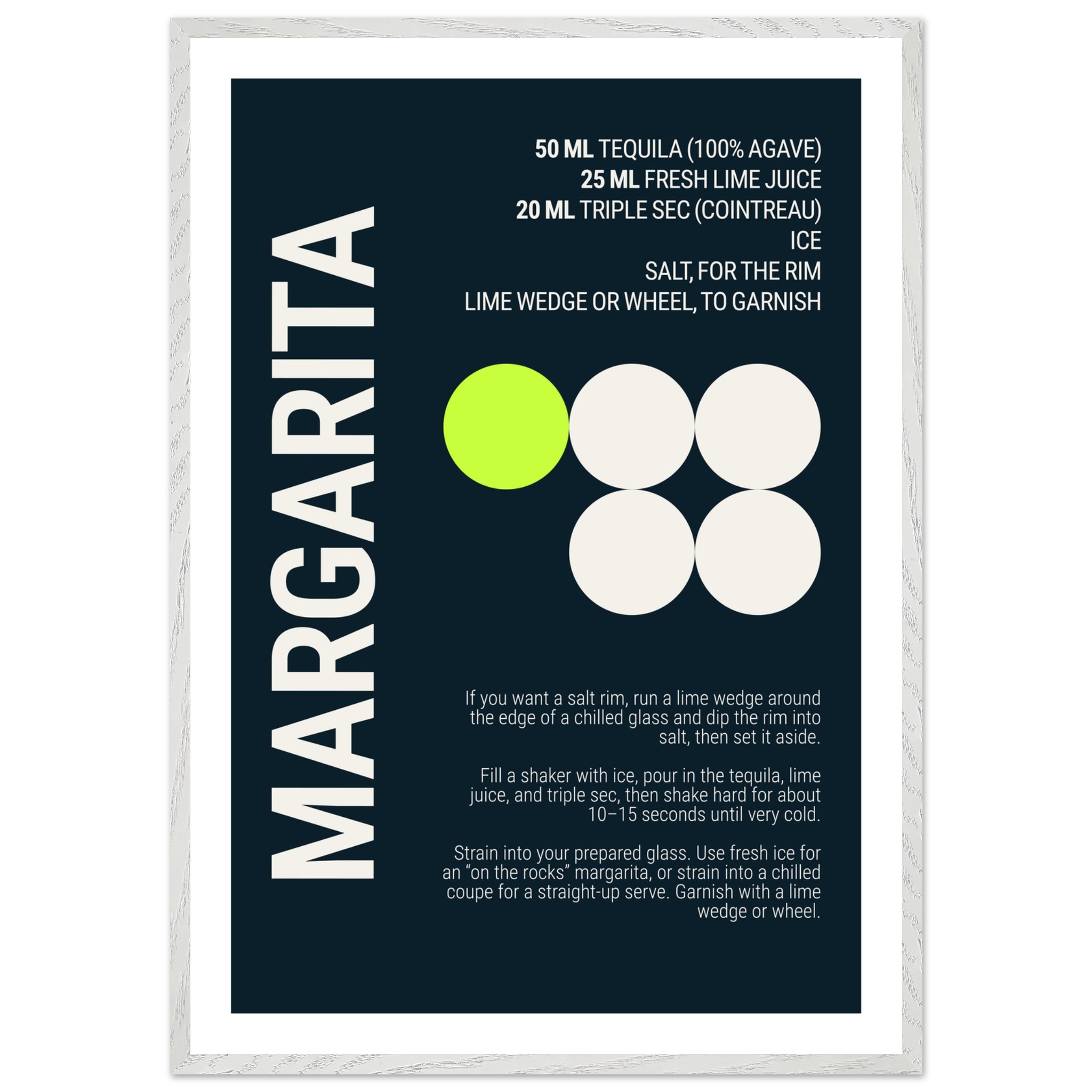 Margarita Cocktail Typography Print Poster | Deep Teal Night Wall Art