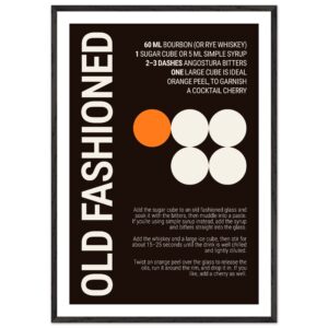 Old Fashioned Cocktail Typography Print Poster | Dark Bourbon Wall Art