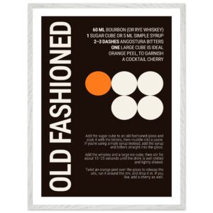 Old Fashioned cocktail recipe printed in graphic typography.